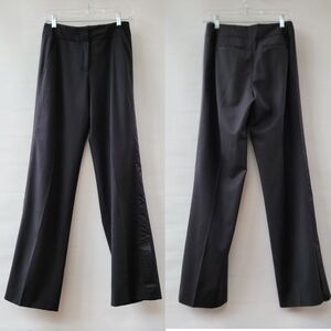 Rebecca Taylor Black Tuxedo Split Hem Pants Size 2 Virgin Wool Trousers Dressy